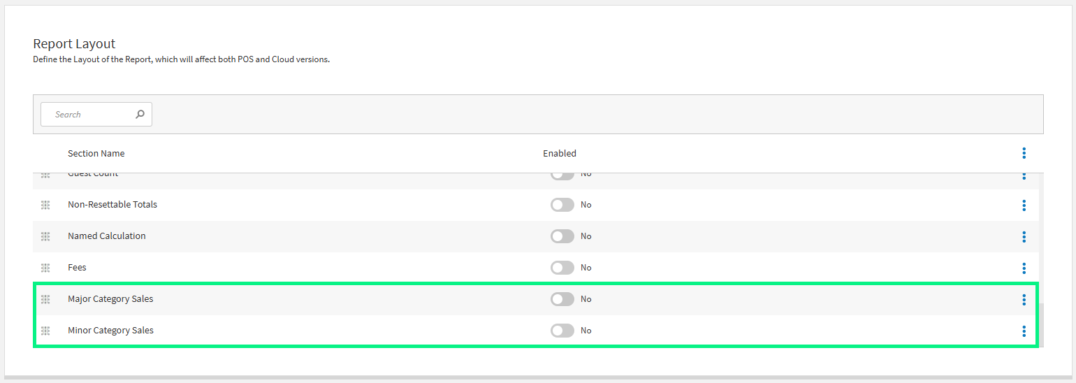 XDM_Report_Layout_Options_Major_and_Minor_Category_Settings.png